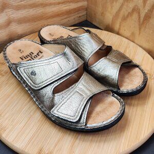 Finn Comfort Jamaica Metallic Slide Sandals Size 37 US 7